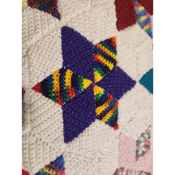 Handmade Crochet Afghan Blanket KING Granny Cottage Heirloom Farmhouse Decor - Picture 12 of 16